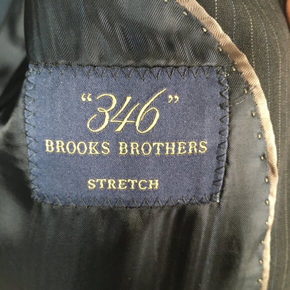 Brooks Brothers Blazer Mens 46R Blue Pinstriped 100% Wool Sport Coat Jacket - Picture 9 of 15